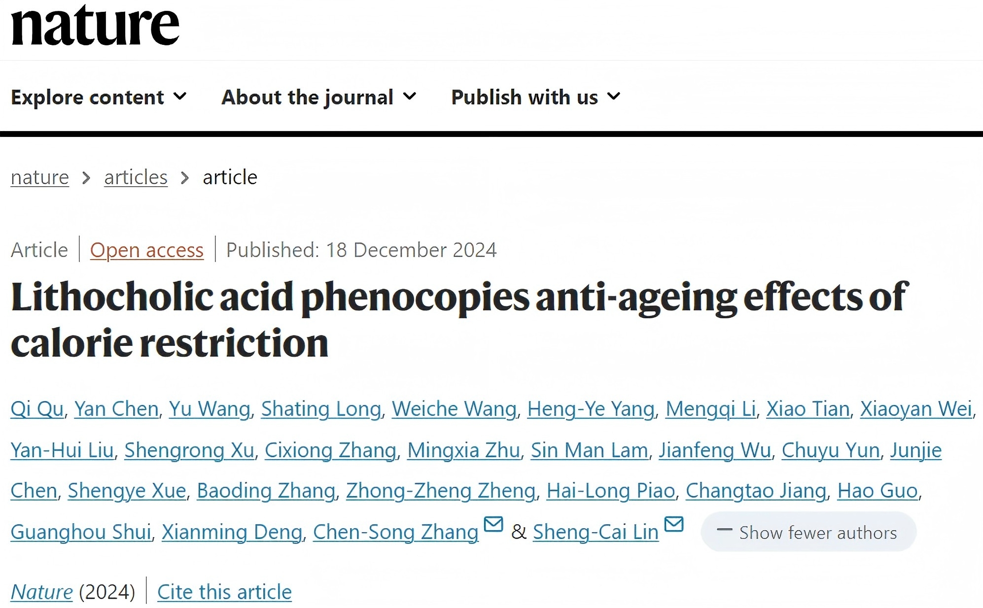 Academician Lin Shengcai's Team from Xiamen University Achieves Major Breakthrough in Nature! Niumag's Low-Field NMR Technology Supports New Advancements in Anti-Aging Research